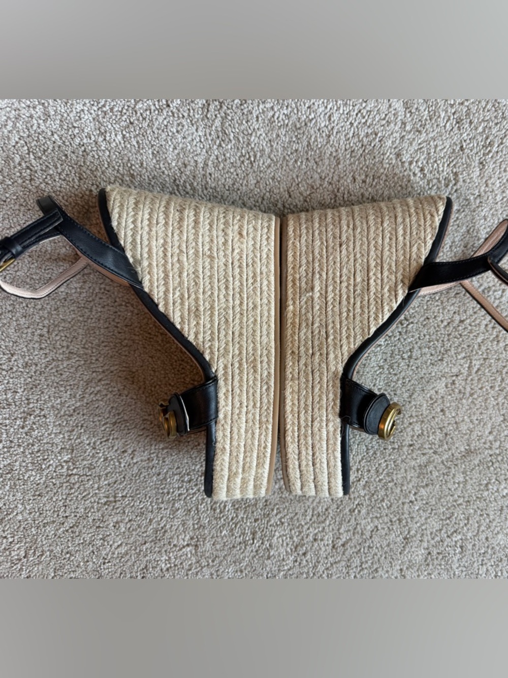 Gucci Black Espadrille Sandals wedge - Picture 10 of 12